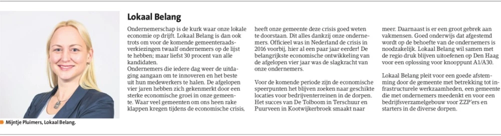Plannen voor de Barneveldse economie in het economisch katern BK