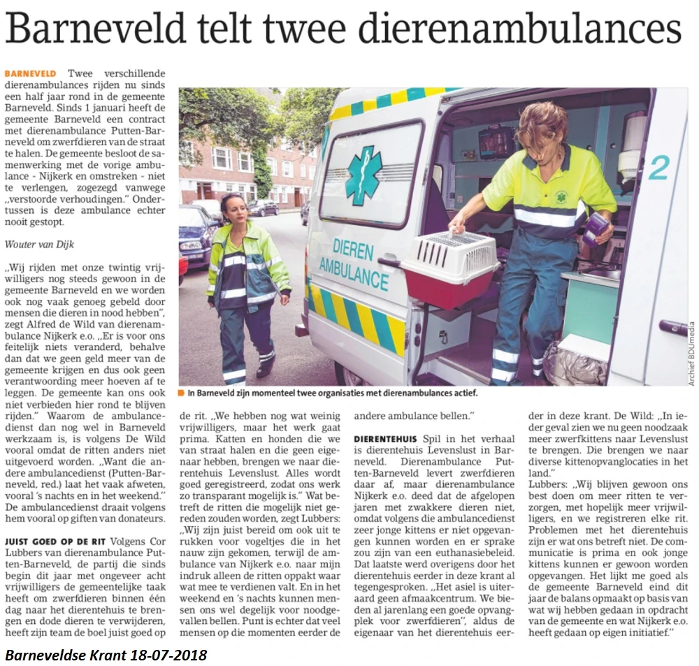 Barneveld telt twee dierenambulances