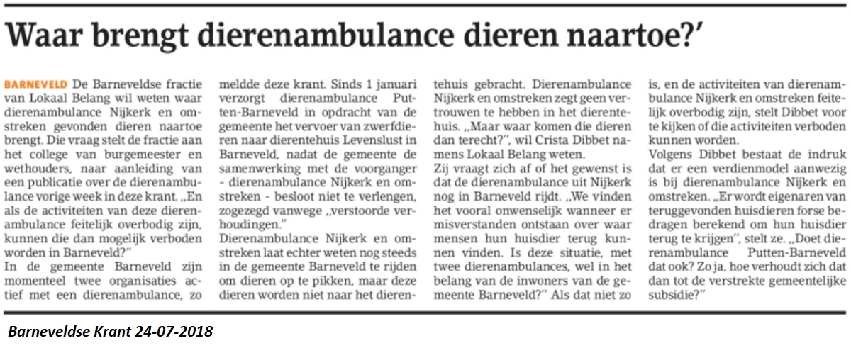 Waar brengt dierenambulance dieren naartoe?