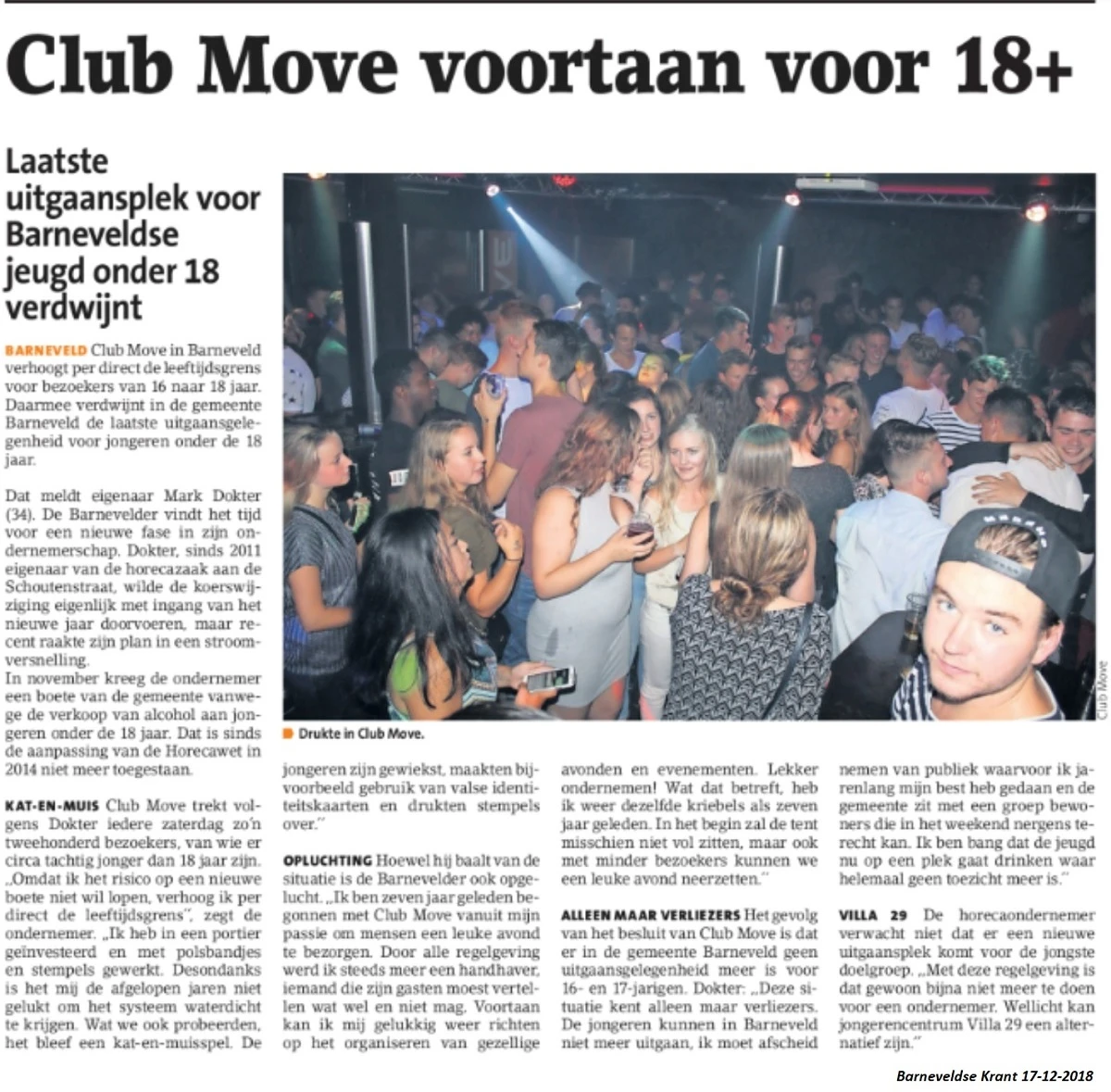 Club Move Barneveld voortaan voor 18+