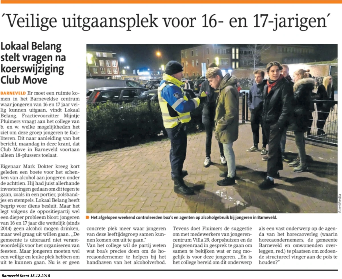 Barneveldse Krant Veilige uitgaansplek voor 16- en 17-jarigen