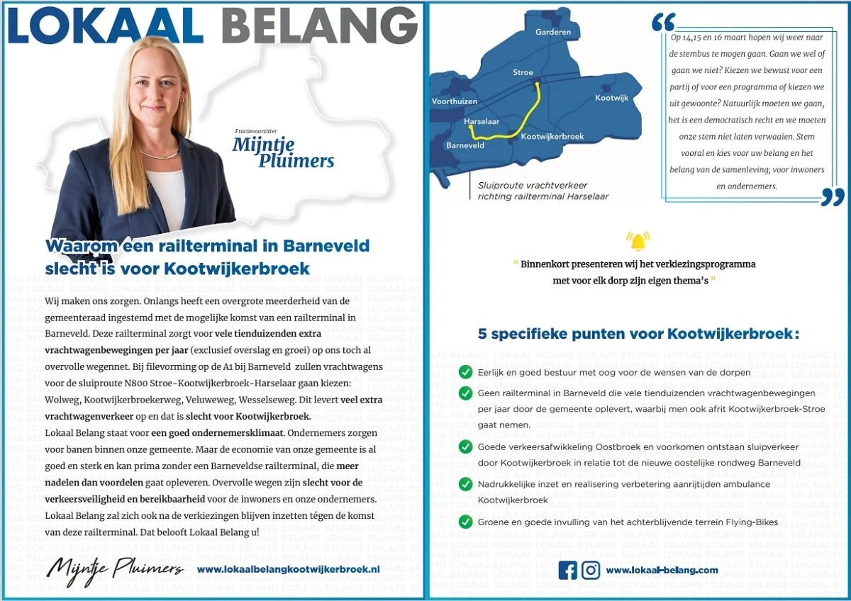 Lokaal Belang trapt de campagne af in Kootwijkerbroek met flyer