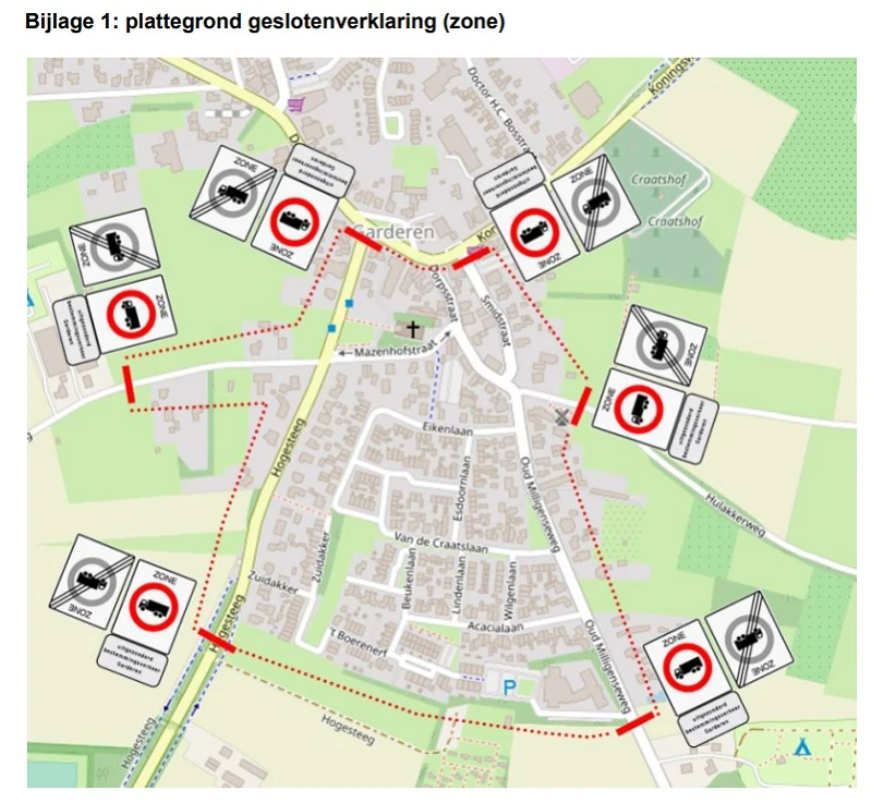 Plattegrond geslotenverklaring (zone) Garderen