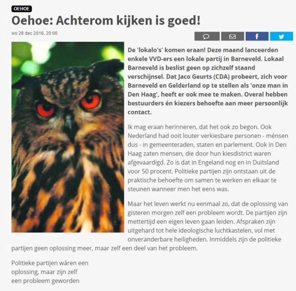 Column Oehoe: Achterom kijken is goed!