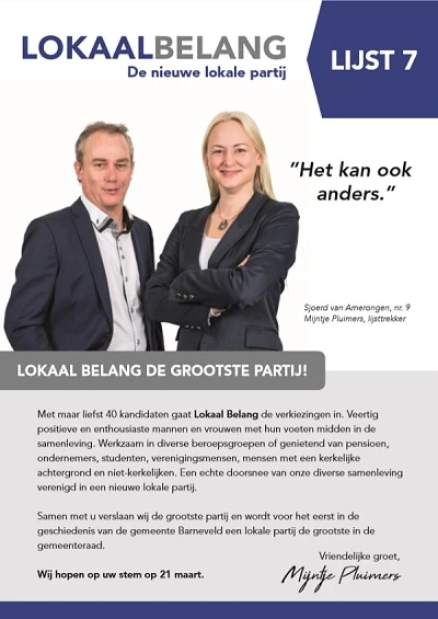 Flyer Lokaal Belang voor Voorthuizen