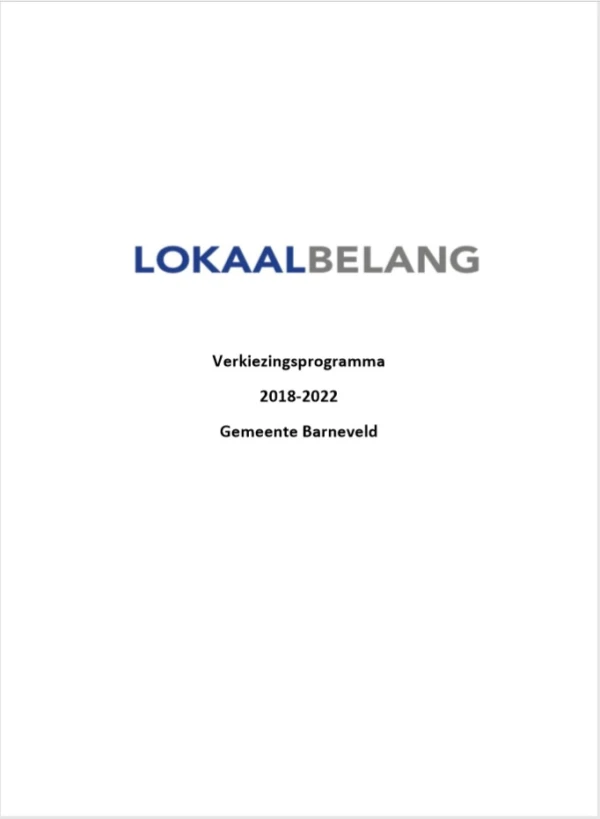 Lokaal Belang presenteert verkiezingsprogramma