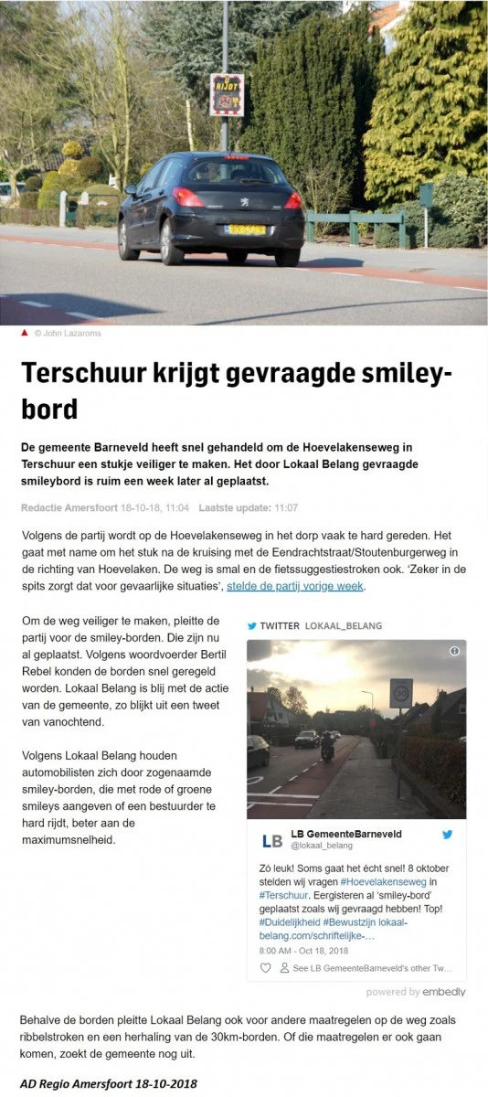 Terschuur krijgt gevraagde smiley-bord