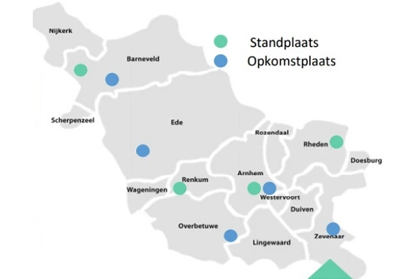 Standplaats/opkomstplaats ambulances VGGM Gelderland-midden