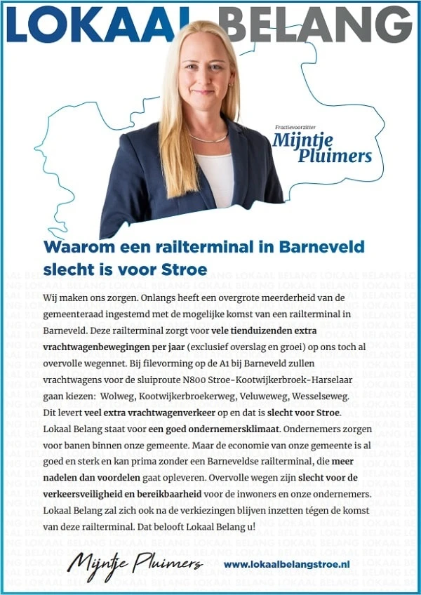flyer voor Stroe bij de start van de verkiezingscampagne