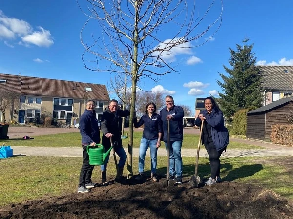 Boomplantdag 15 maart 2023: Lokaal Belang plant notenboom in Stroe