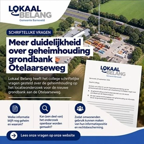 Schriftelijke vragen LB over geheimhouding grondbank Otelaarseweg