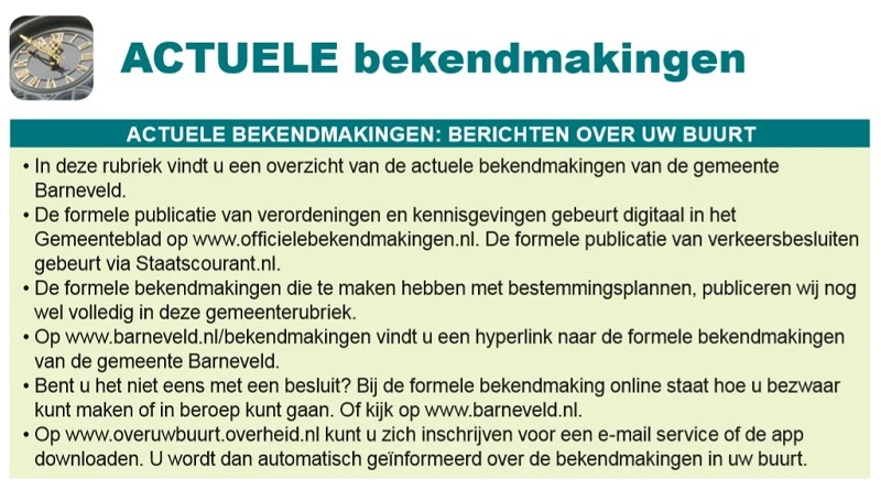 Actuele bekendmakingen gemeenteberichten Barneveld
